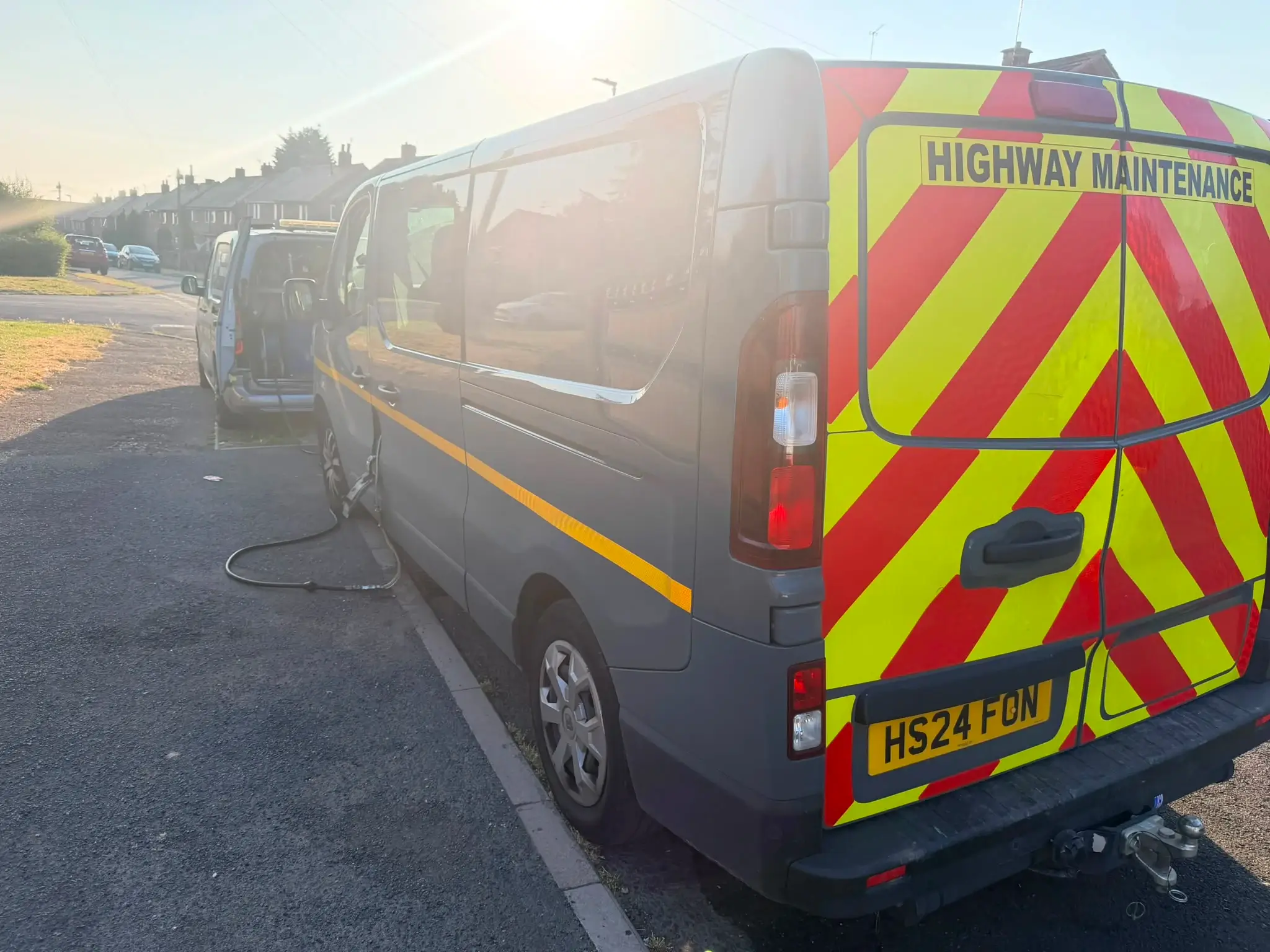 Petrol in diesel drain on a Land Rover Defender on a driveway